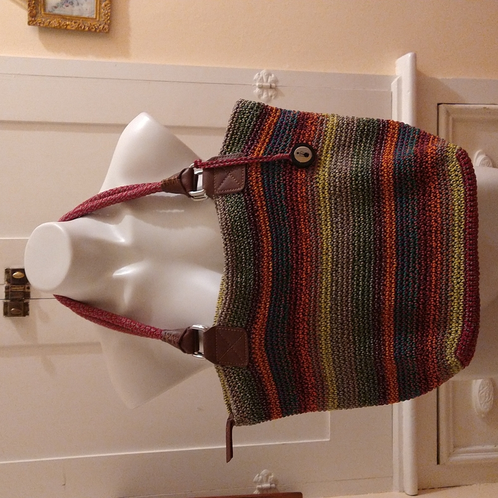 The Sake multi colored striped woven bag